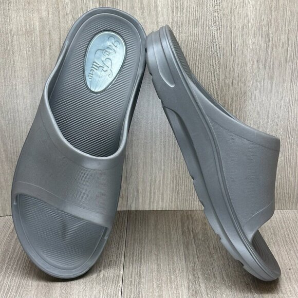 My Pillow Slide Sandals Mens Sz 12 Slippers Comfort Recovery Gel Heel Charcoal - Picture 8 of 12